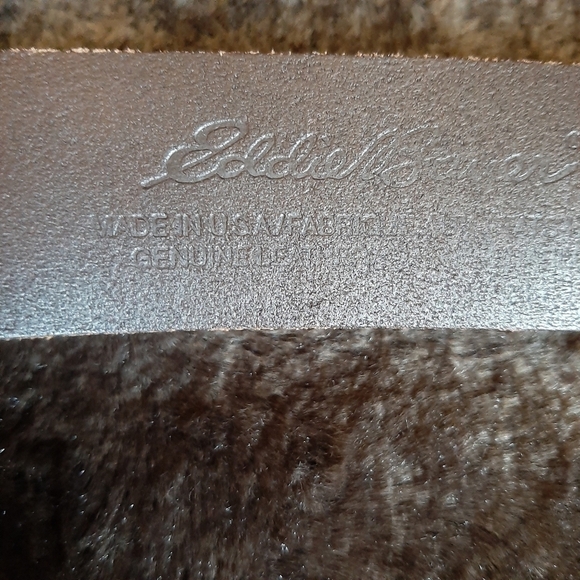 Eddie Bauer Belt Large Brown Leather Brass Western Rodeo Minimalist Office Boho - Picture 6 of 7